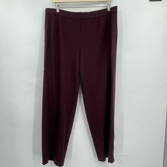 Eileen Fisher Red Stretch Mid Rise Viscose Blend Knit Pull On Pants Large - Picture 1 of 7